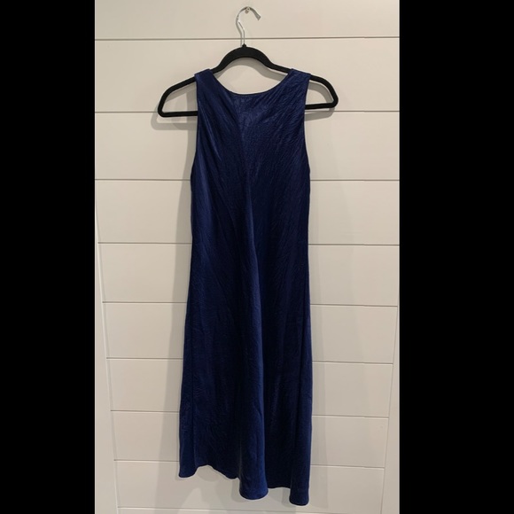 Vince ink blue satin Bias sleeveless midi dress - Picture 7 of 9